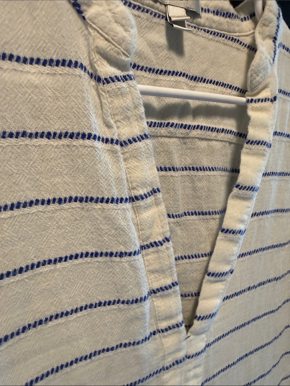 J. Crew Ivory Knit Top with Blue Stripe Detail - Picture 3 of 5